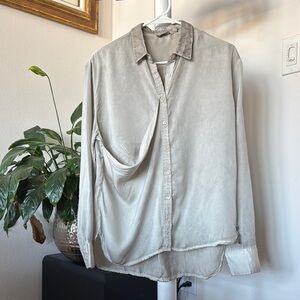 Cotton Candy Satin Button Up Shirt/Blouse/Top Sz S Oversized Lagenlook